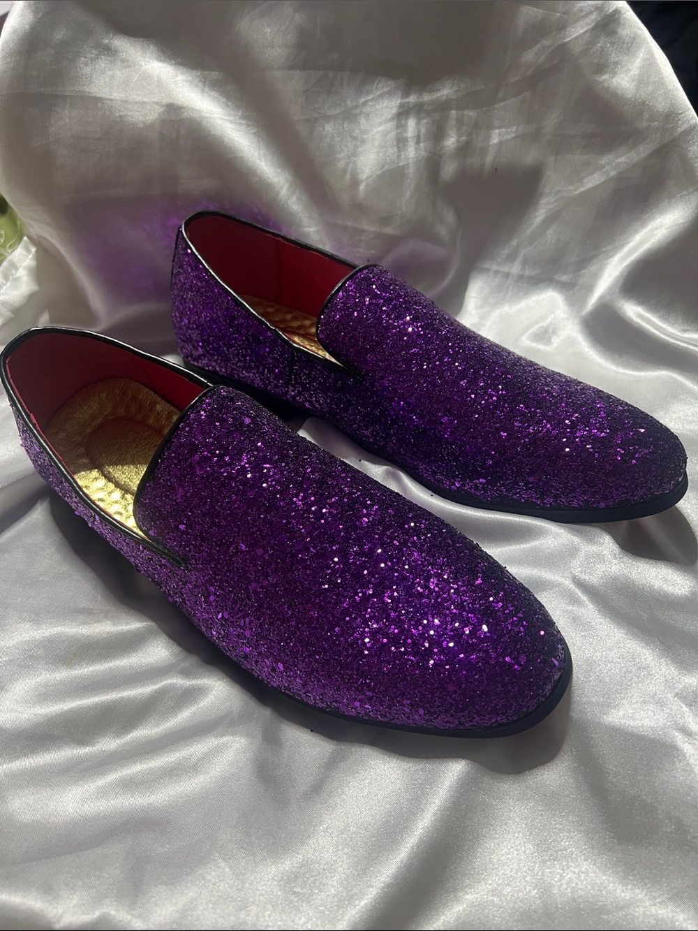 Men's Purple Glitter Slip-On Dress Loafers